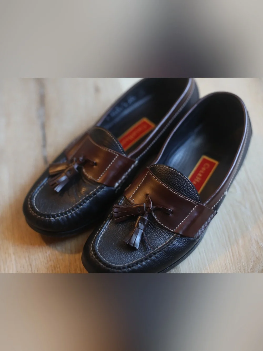 Cole Haan Two-Tone Brown Leather Tassel Loafers 9.5